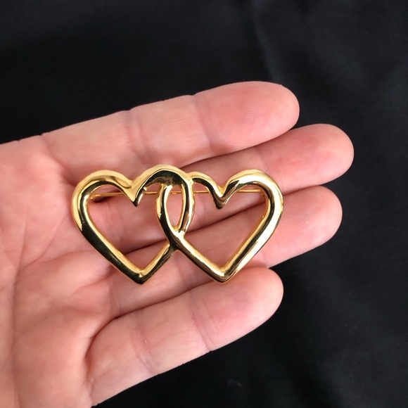 Vtg Double Heart Brooch - Picture 10 of 10